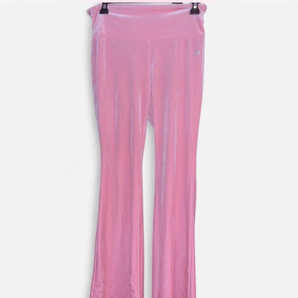Juicy Couture Soft Pink Velvet Flare Yoga Pants